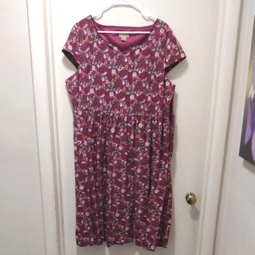 Lindy Bop Dark Red Floral Vintage-style Swing Dress NWOT